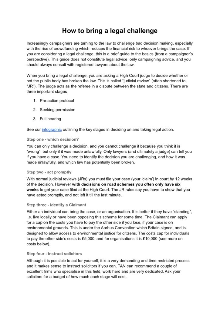 Legal Challenge Transport Action Network